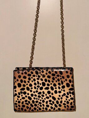 Larroudé Erin Clutch Cheetah Vegan Patent Leather